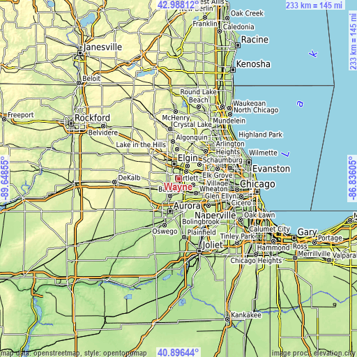 Topographic map of Wayne