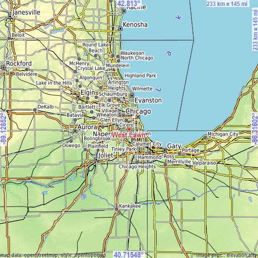 Topographic map of West Lawn