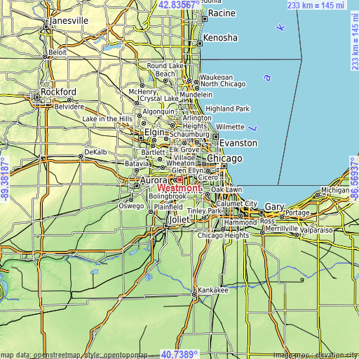 Topographic map of Westmont