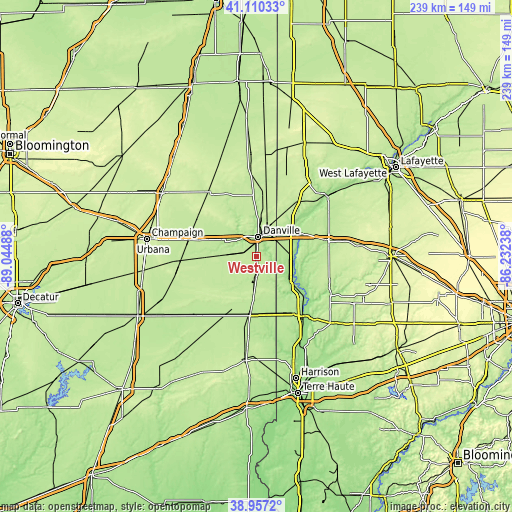 Topographic map of Westville