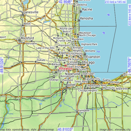 Topographic map of Wheaton