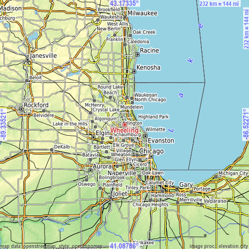 Topographic map of Wheeling