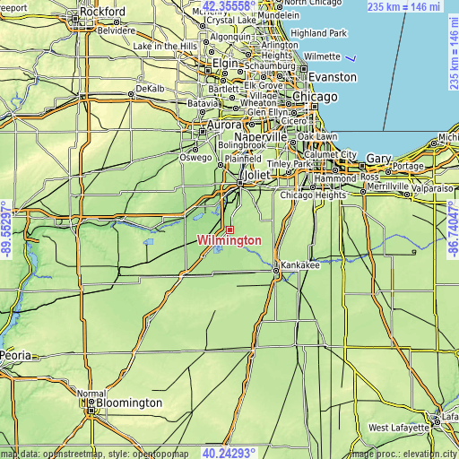 Topographic map of Wilmington