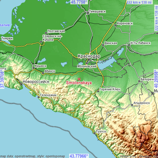 Topographic map of Smolenskaya