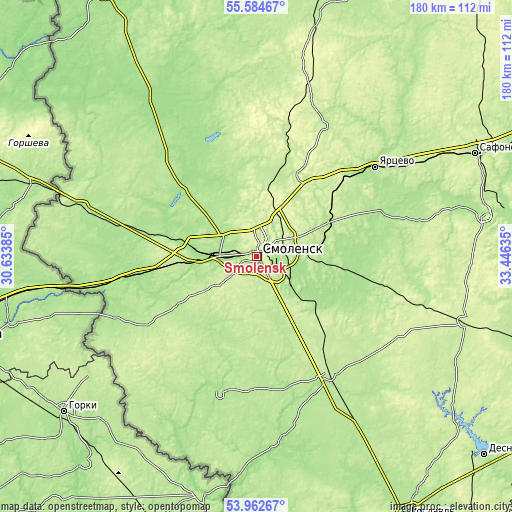 Topographic map of Smolensk