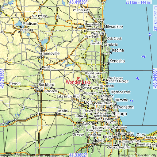 Topographic map of Wonder Lake