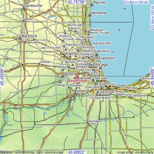 Topographic map of Woodridge