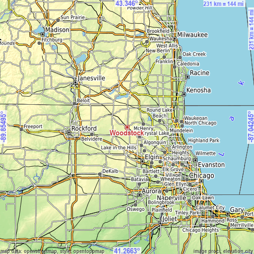 Topographic map of Woodstock