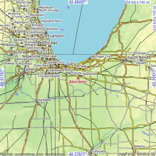 Topographic map of Aberdeen