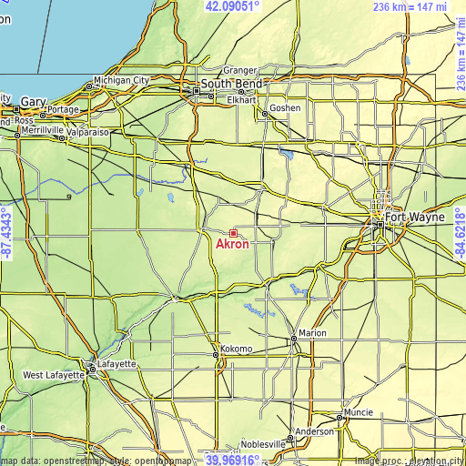 Topographic map of Akron