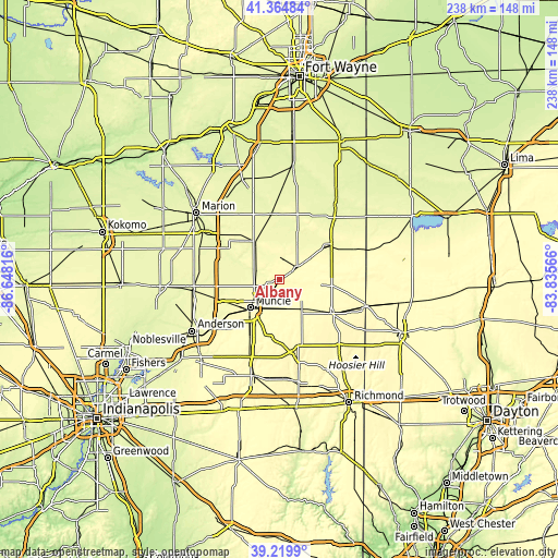 Topographic map of Albany