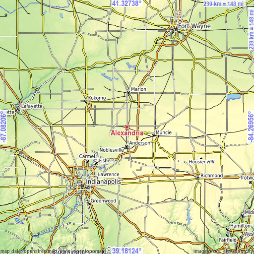 Topographic map of Alexandria