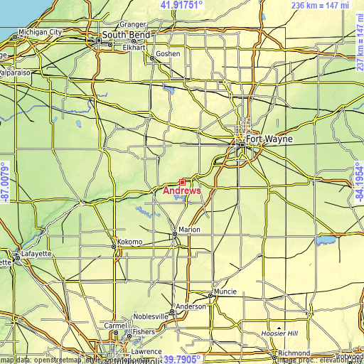 Topographic map of Andrews