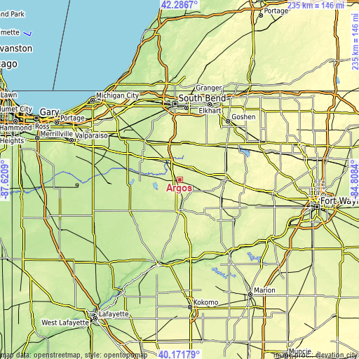 Topographic map of Argos