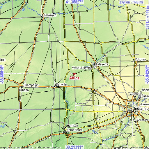 Topographic map of Attica