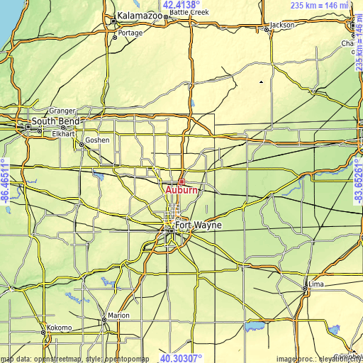 Topographic map of Auburn