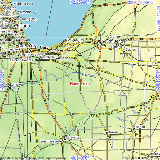 Topographic map of Bass Lake