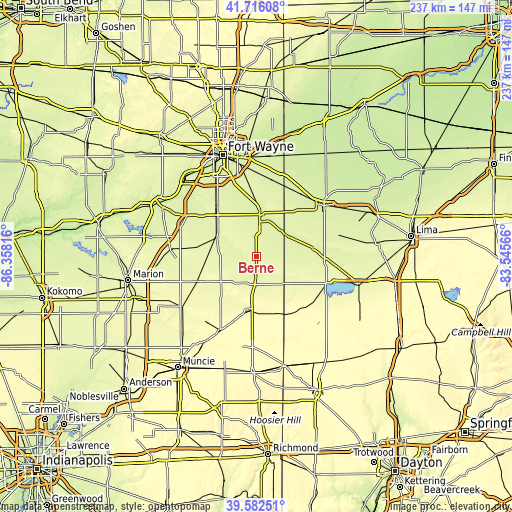 Topographic map of Berne