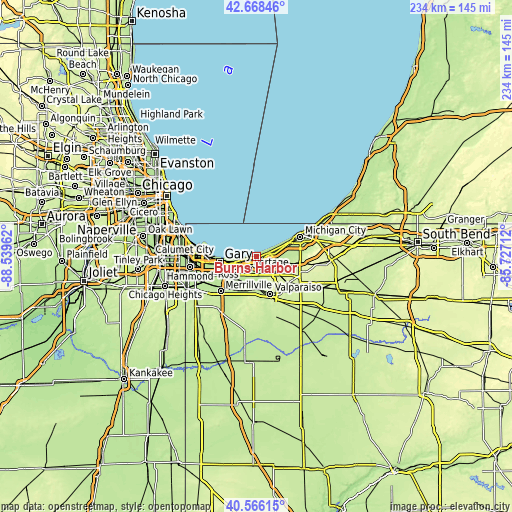 Topographic map of Burns Harbor