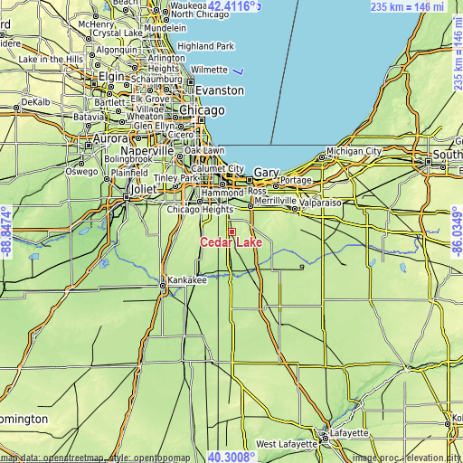 Topographic map of Cedar Lake