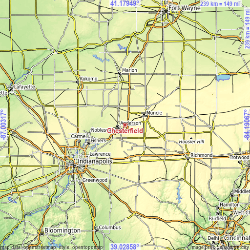 Topographic map of Chesterfield