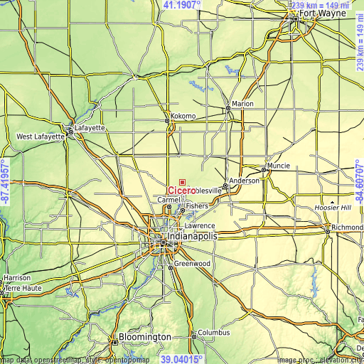 Topographic map of Cicero