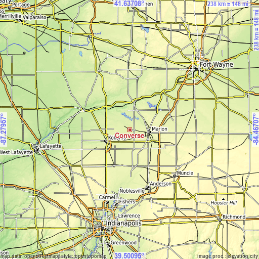 Topographic map of Converse