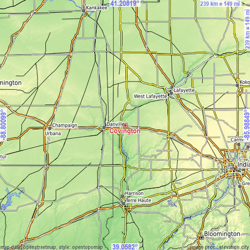 Topographic map of Covington