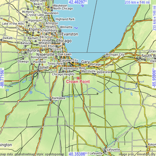 Topographic map of Crown Point