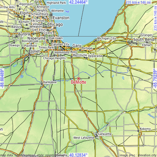 Topographic map of DeMotte