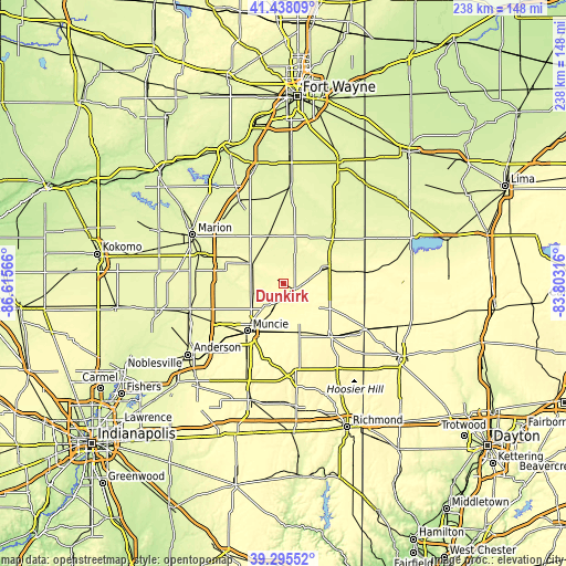 Topographic map of Dunkirk