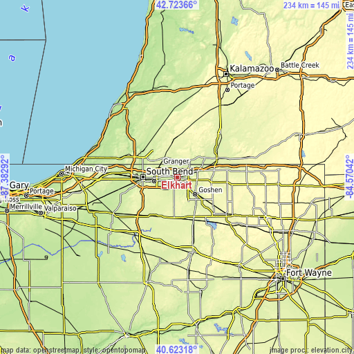 Topographic map of Elkhart