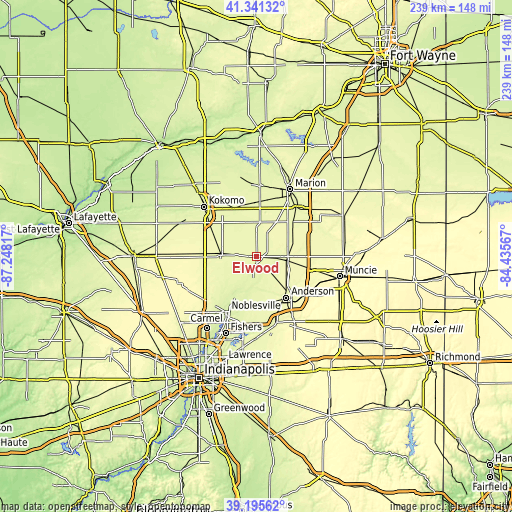 Topographic map of Elwood