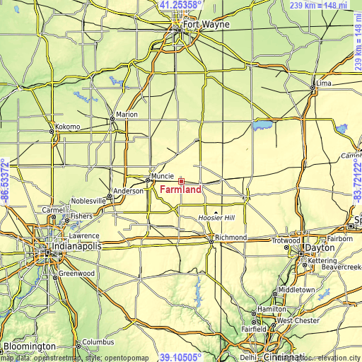 Topographic map of Farmland