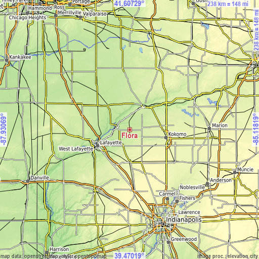 Topographic map of Flora