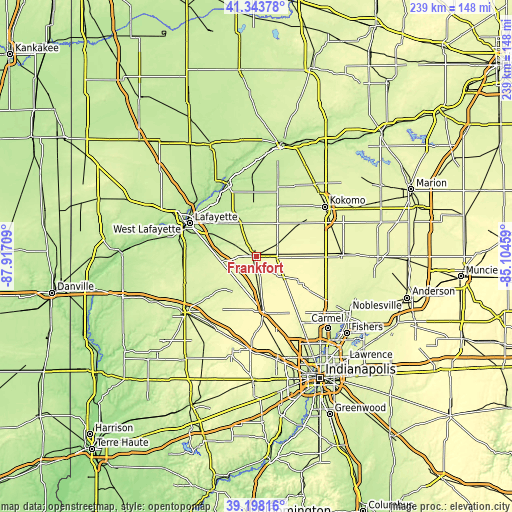 Topographic map of Frankfort