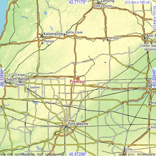 Topographic map of Fremont