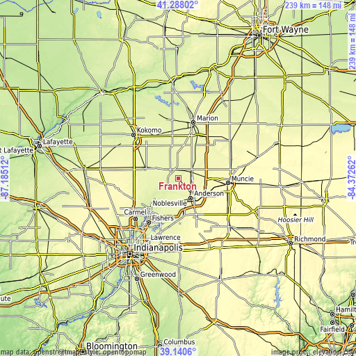 Topographic map of Frankton