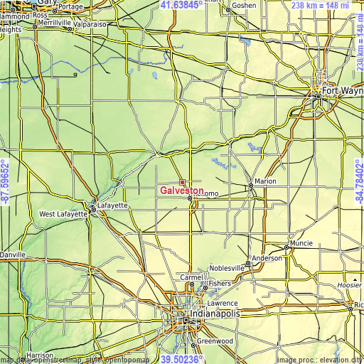 Topographic map of Galveston