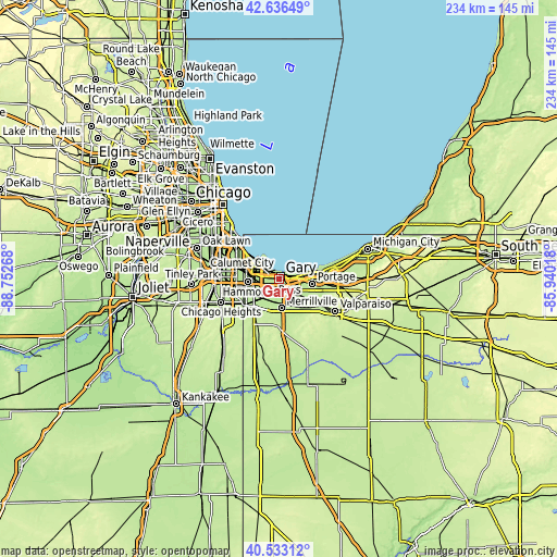 Topographic map of Gary