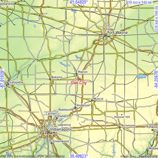 Topographic map of Gas City