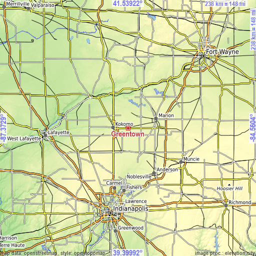 Topographic map of Greentown