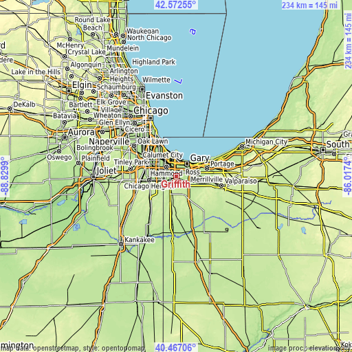 Topographic map of Griffith