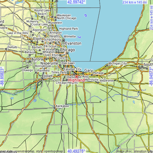 Topographic map of Highland