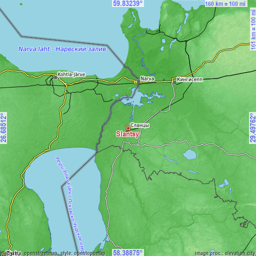 Topographic map of Slantsy