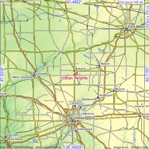 Topographic map of Indian Heights