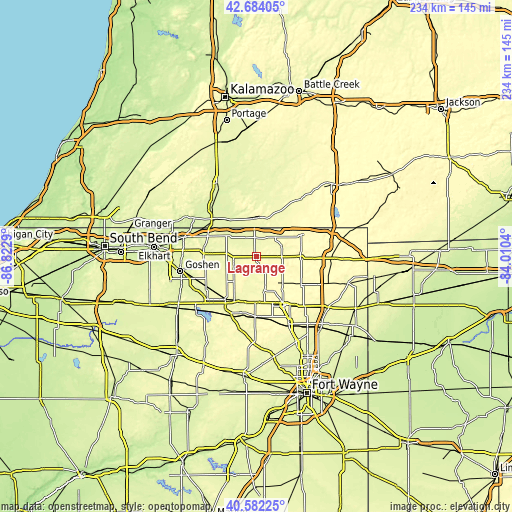 Topographic map of Lagrange