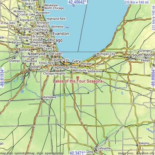 Topographic map of Lakes of the Four Seasons