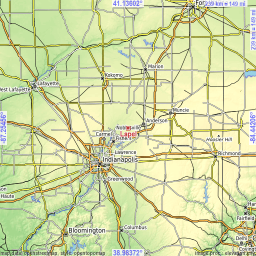 Topographic map of Lapel