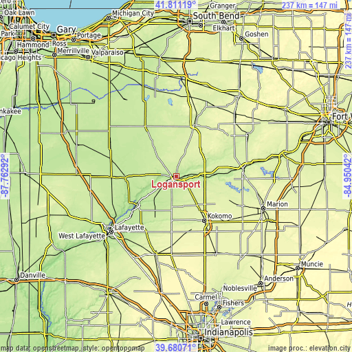 Topographic map of Logansport